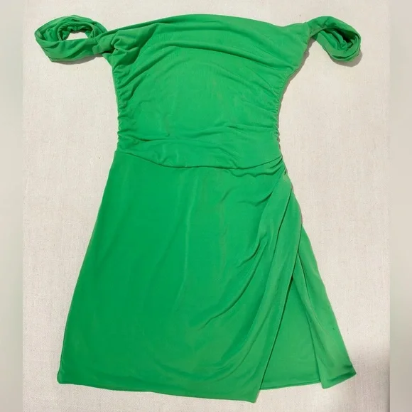TIGER MIST GREEN MINI SLIT DRESS - Picture 2 of 5